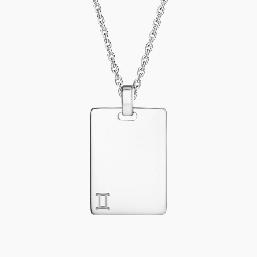 Gemini Zodiac Engravable Tag Pendant