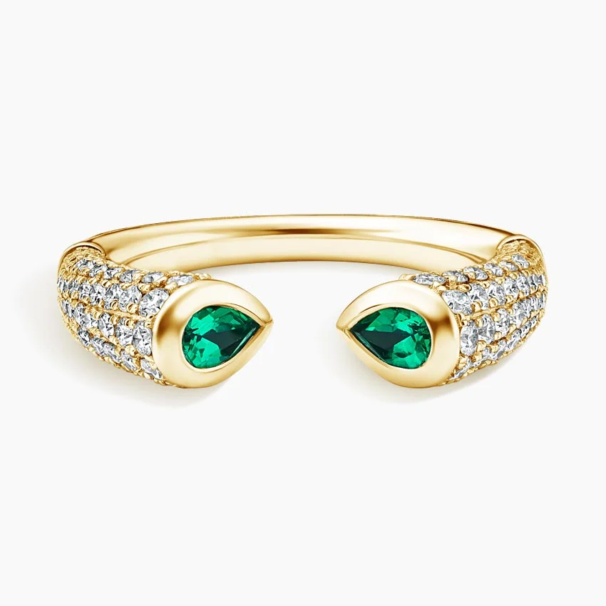 Luxe Stevie Lab Emerald and Lab Diamond Toi et Moi Ring