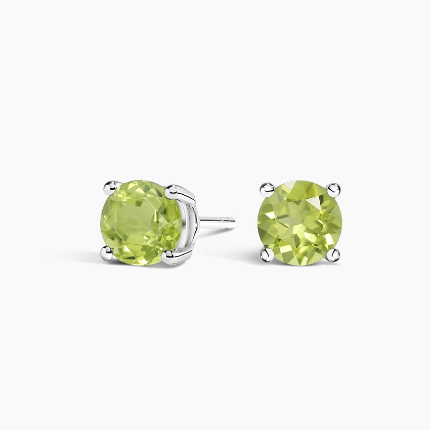 Solitaire Peridot Stud Earrings