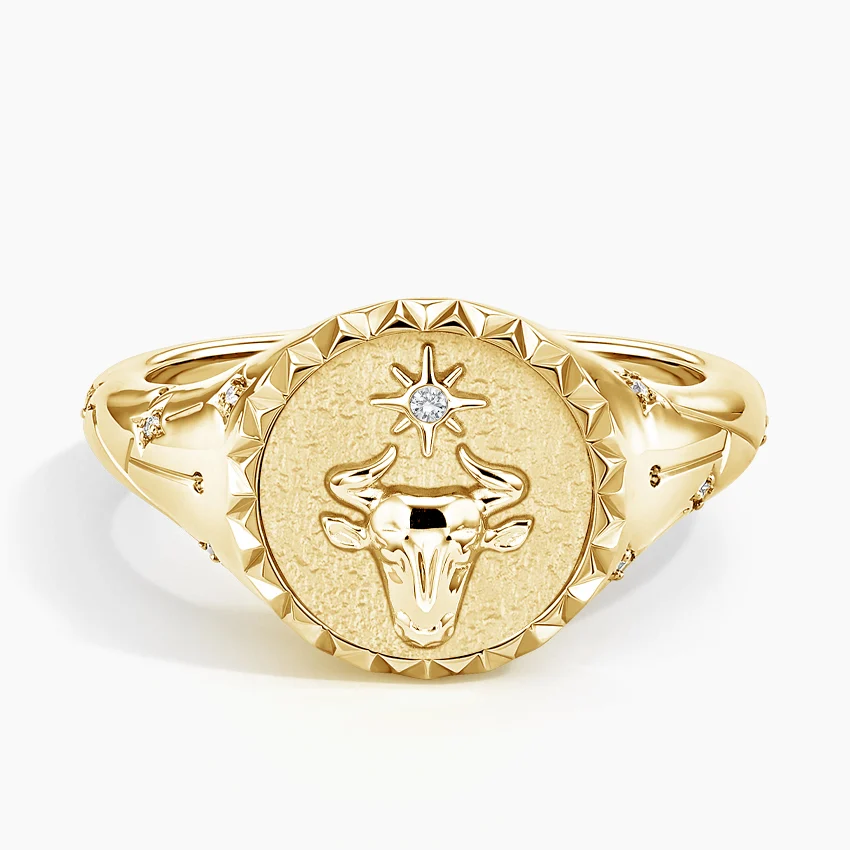 Taurus Zodiac Diamond Signet Ring