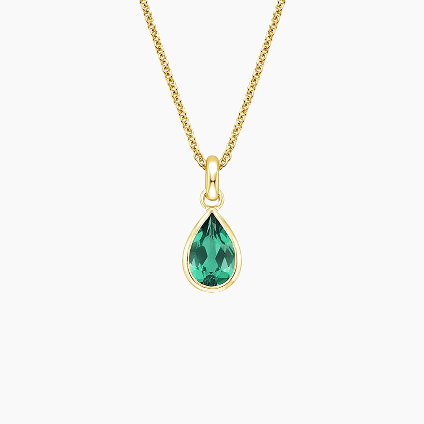 Teardrop Lab Emerald Pendant