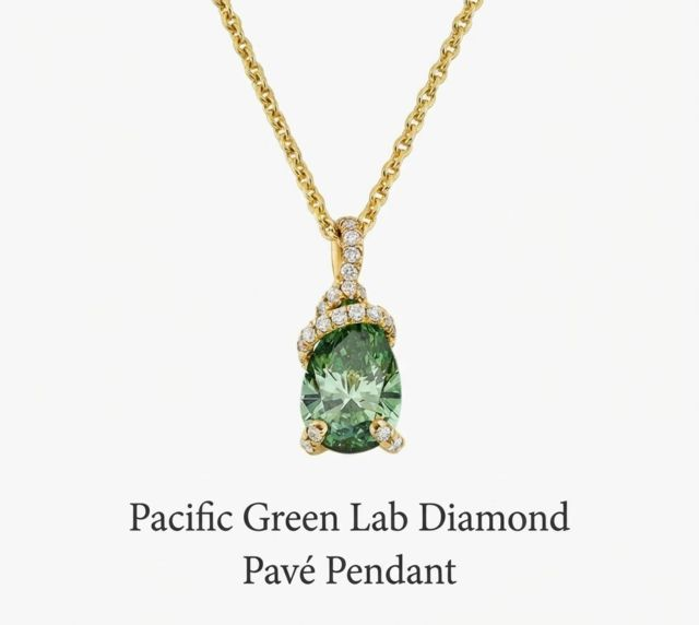 Pacific Green Lab Diamond Pavé Pendant
