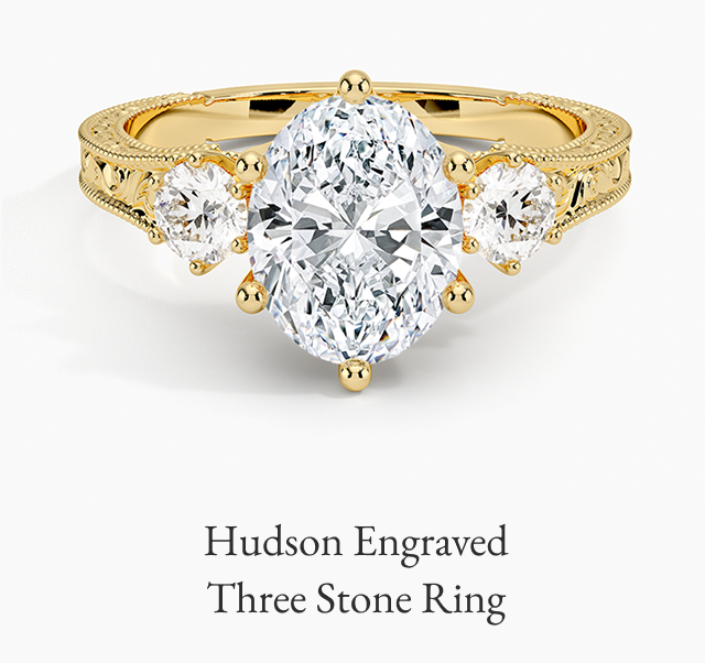 Hudson Engraved Three Stone Diamond Ring