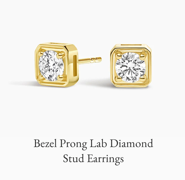 Bezel Prong Lab Diamond Stud Earrings 