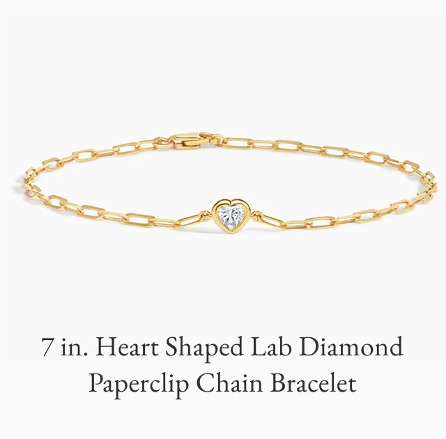 7 in. Heart Shaped Lab Diamond Paperclip Chain Bracelet