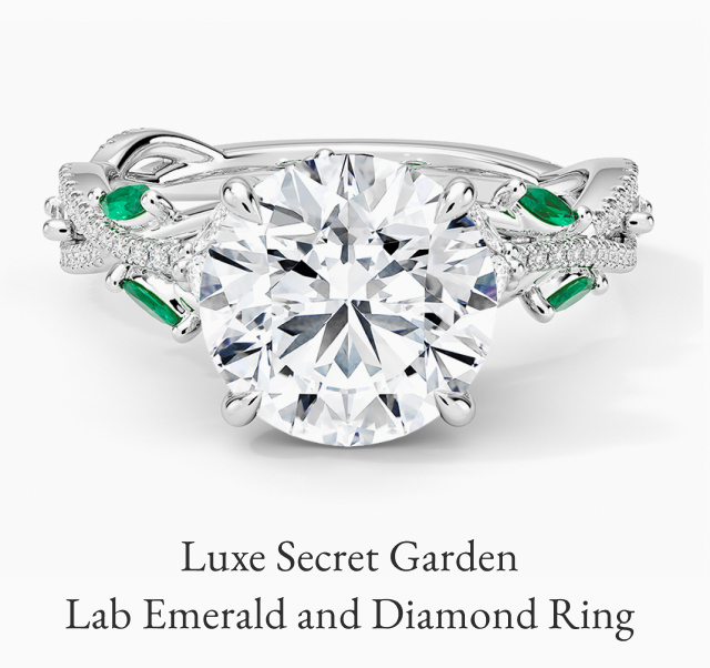 Luxe Secret Garden Lab Emerald and Diamond Ring