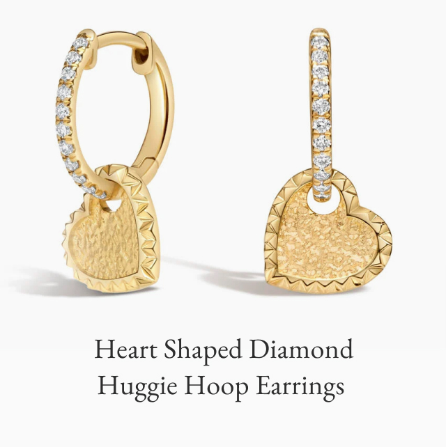 Heart Shaped Diamond Huggie Hoop Earrings
