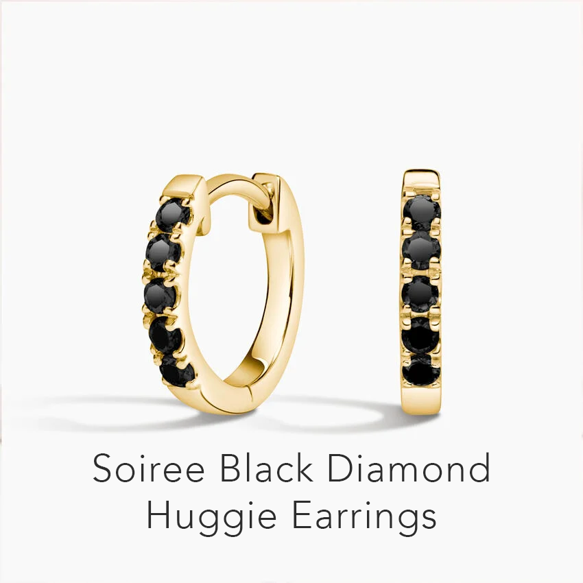 Soiree Black Diamond Huggie Earrings