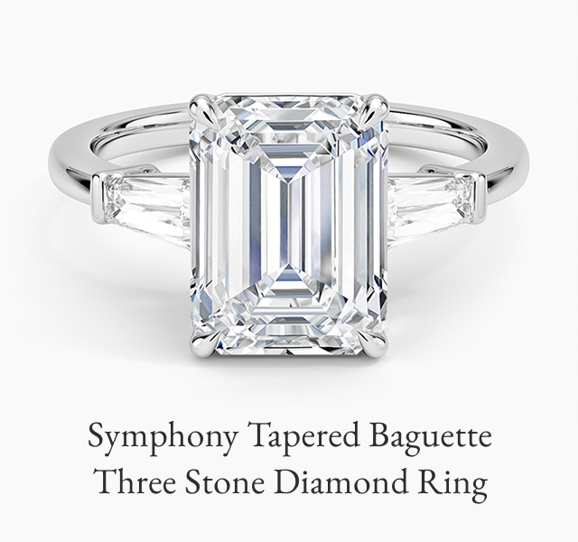 Symphony Tapered Baguette Three Stone Diamond Ring