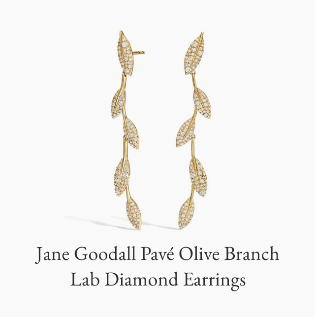Jane Goodall Pavé Olive Branch Lab Diamond Earrings