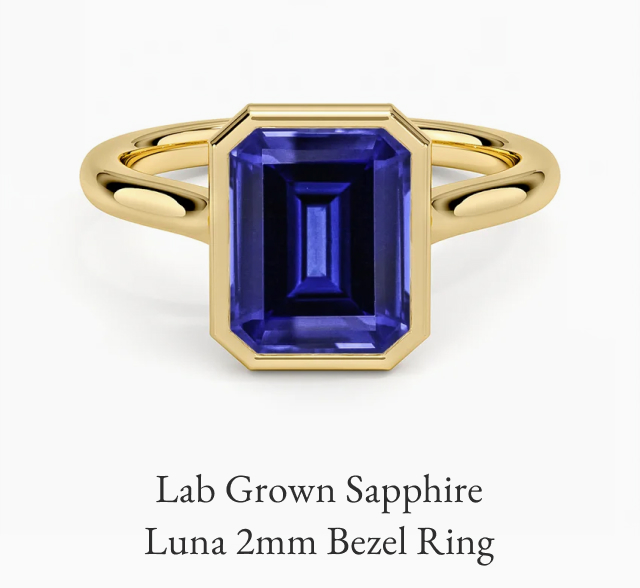 Lab Grown Sapphire Luna 2mm Bezel Ring 