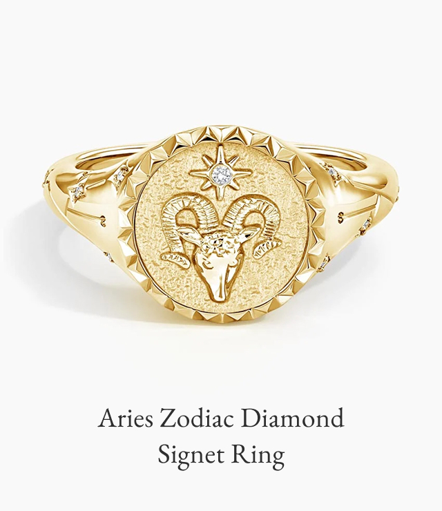Aries Zodiac Diamond Signet Ring
