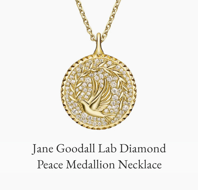 Jane Goodall Lab Diamond Peace Medallion Necklace
