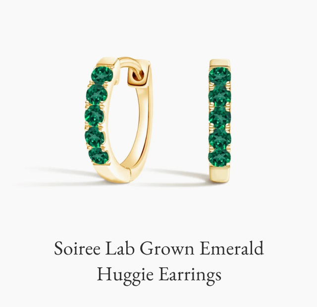 Soiree Lab Grown Emerald Huggie Earrings