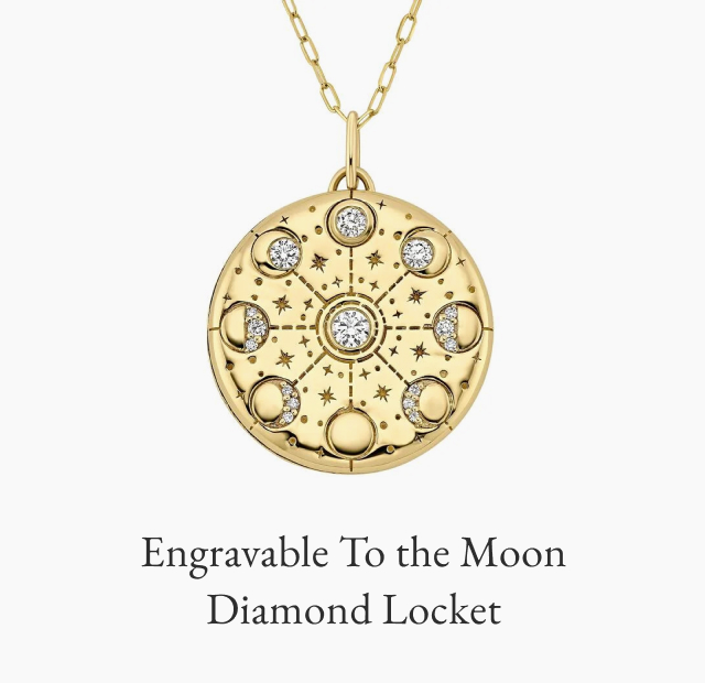 Engravable To the Moon Diamond Locket