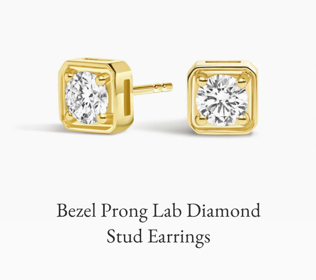 Bezel Prong Lab Diamond Stud Earrings