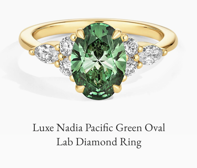 Luxe Nadia Pacific Green Oval Lab Diamond Ring