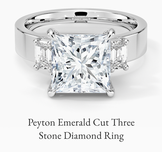 Peyton Emerald Cut Three Stone Diamond Ring