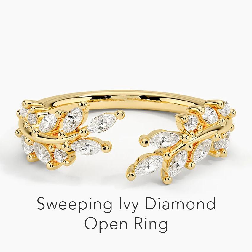 Sweeping Ivy Diamond Open Ring