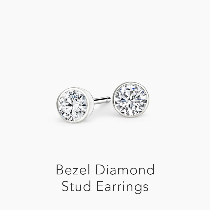 Bezel Diamond Stud Earrings