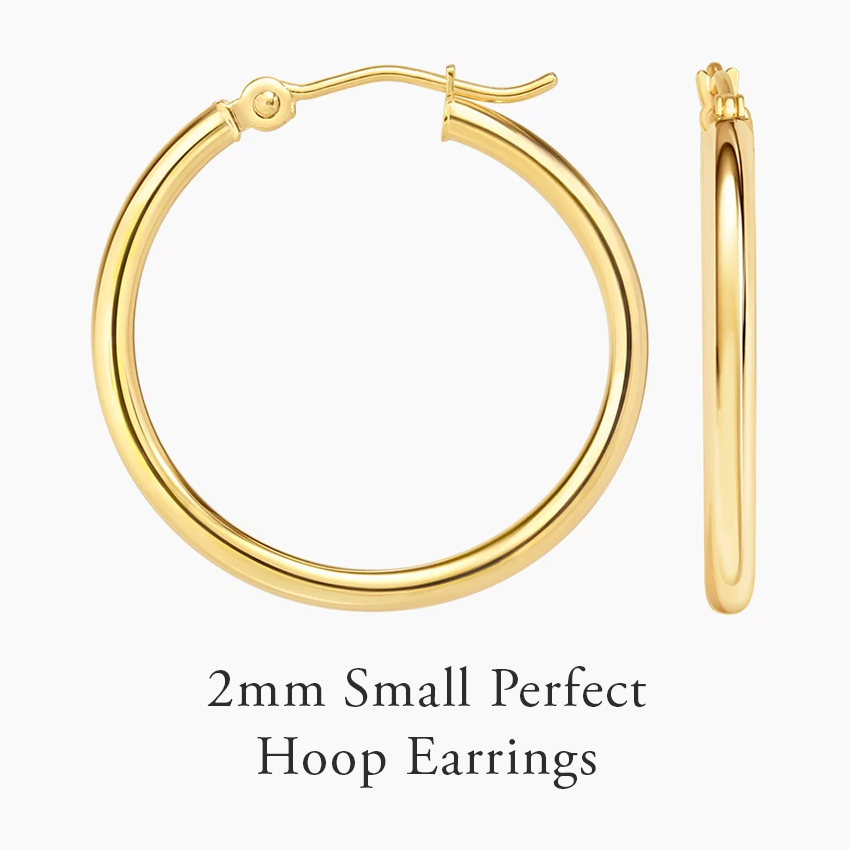 2mm Small Perfect Hoop Earrings 