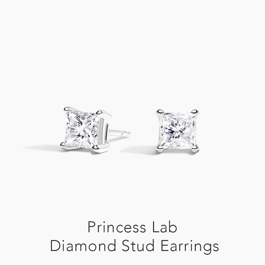 Princess Lab Diamond Stud Earrings