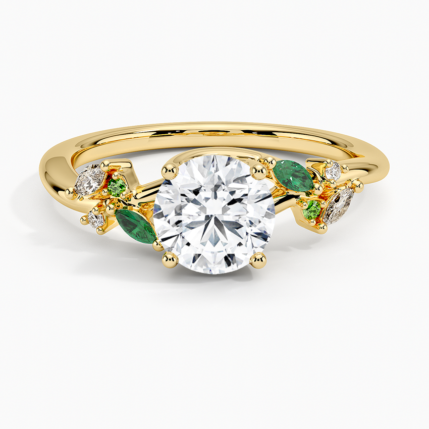 Arden Diamond Ring With Lab Emerald Accents