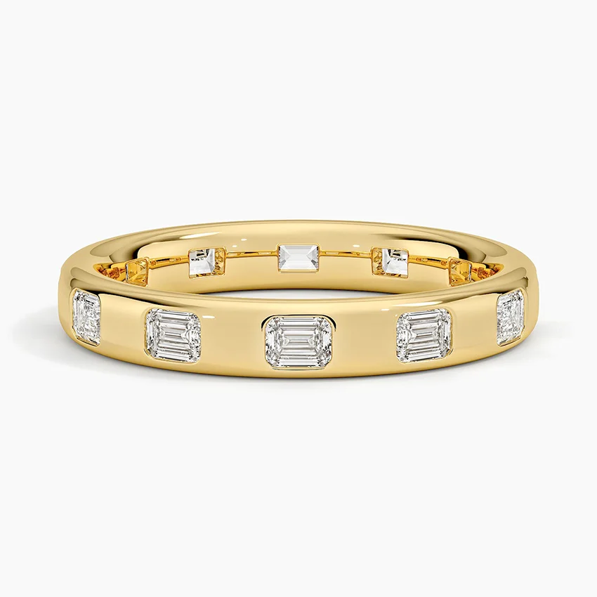 Chloe Flush Set Emerald Cut Lab Diamond Ring