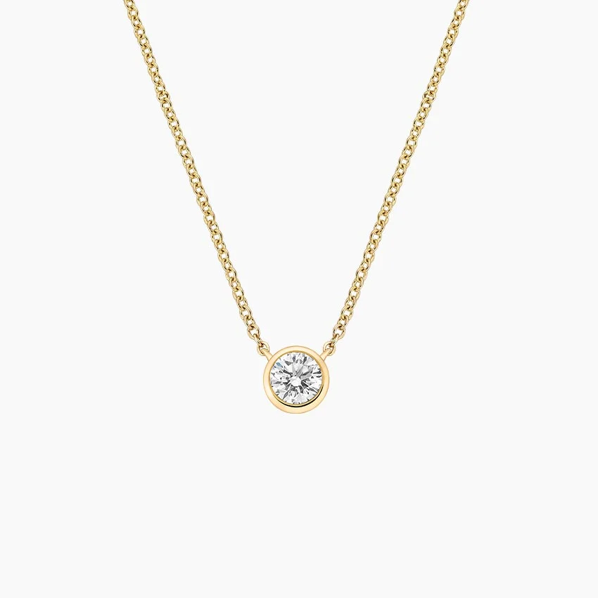 Lab Diamond Bezel Solitaire Pendant