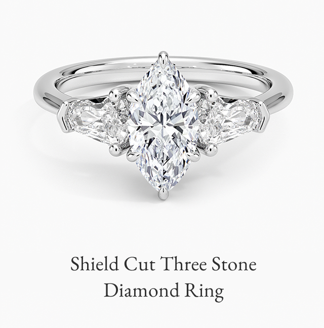 Shield Cut Three Stone Diamond Ring