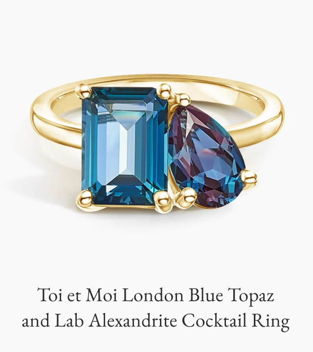Toi et Moi London Blue Topaz and Lab Alexandrite Cocktail Ring