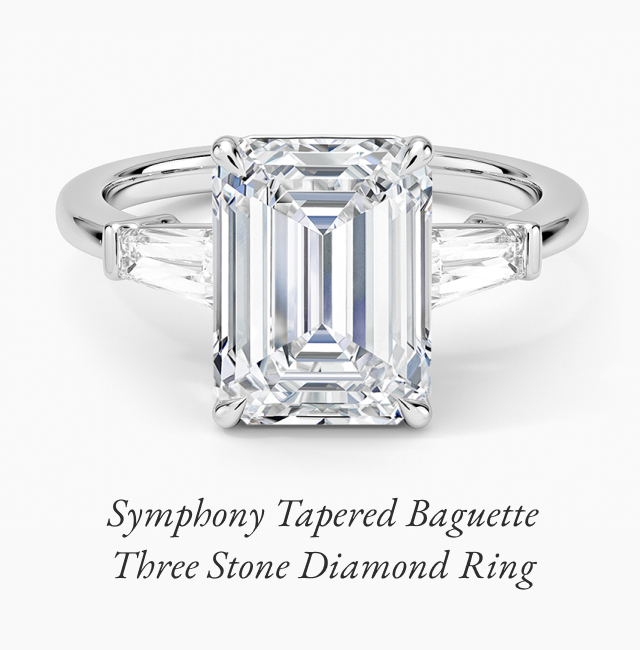 Symphony Tapered Baguette Three Stone Diamond Ring 