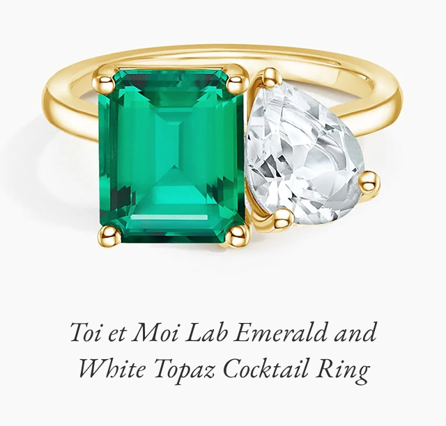 Toi et Moi Lab Emerald and White Topaz Cocktail Ring