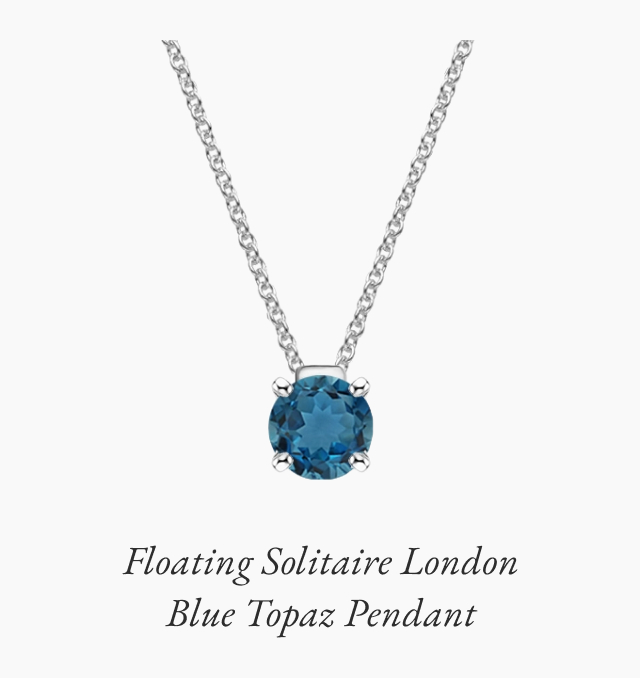 Floating Solitaire London Blue Topaz Pendant 