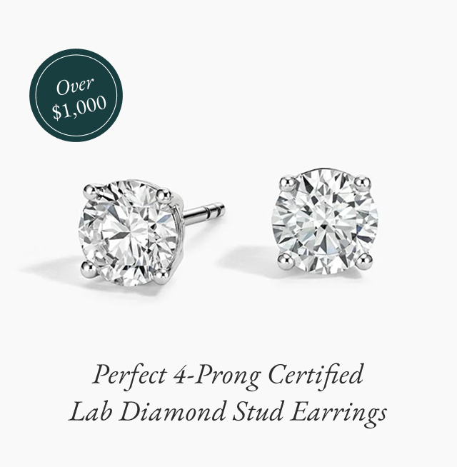 Perfect 4-Prong Certified Lab Diamond Stud Earrings