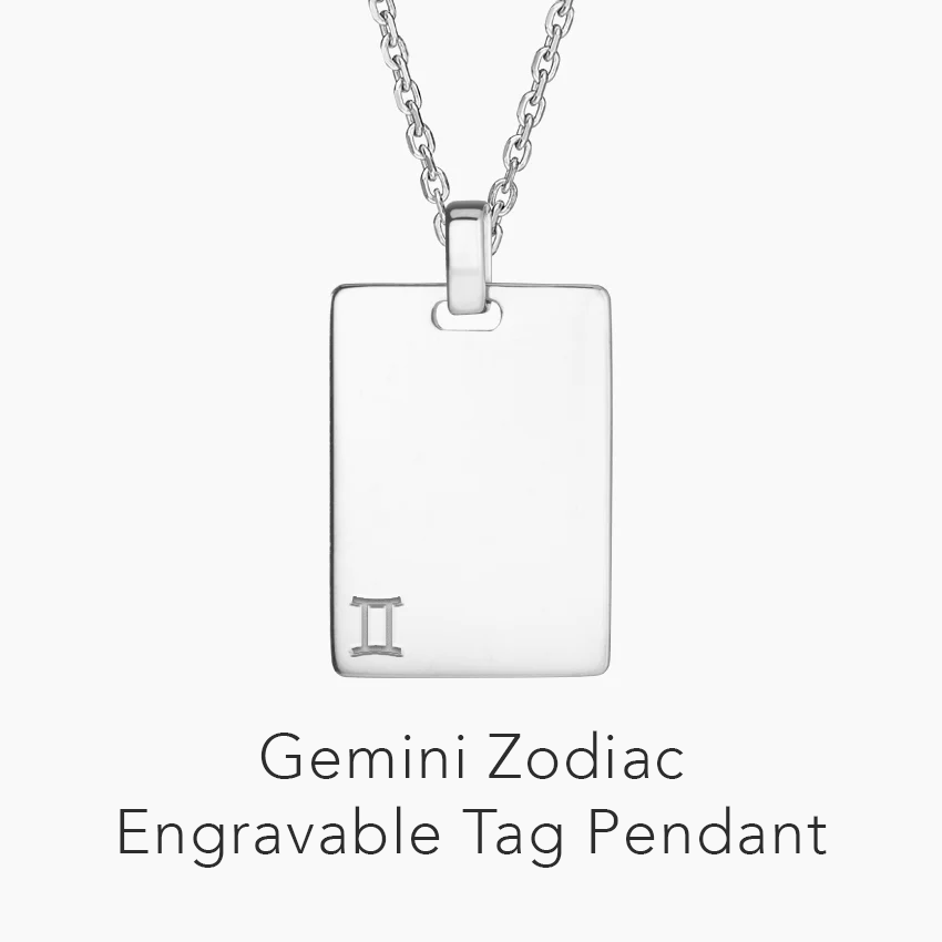 Gemini Zodiac Engravable Tag Pendant 