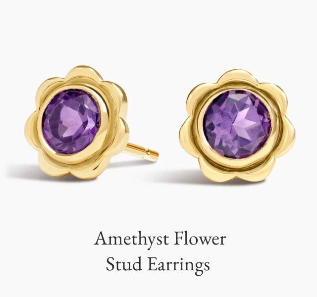 Amethyst Flower Stud Earrings 