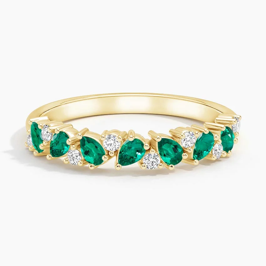 Olivetta Lab Emerald And Diamond Ring