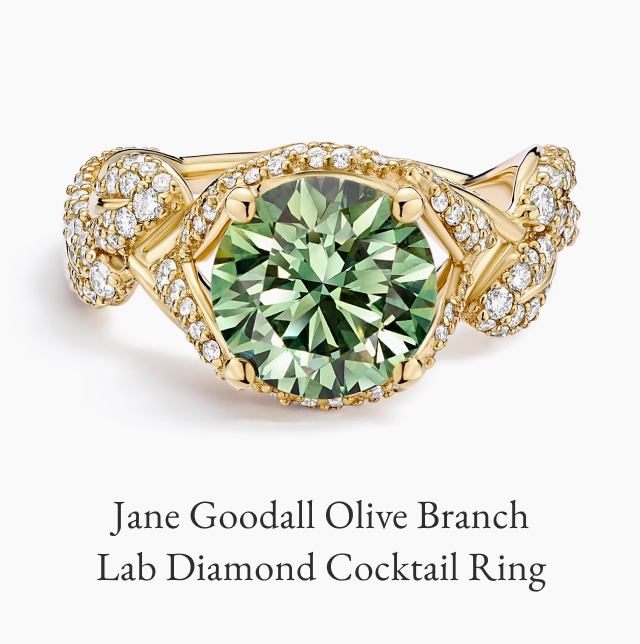 Jane Goodall Olive Branch Lab Diamond Cocktail Ring
