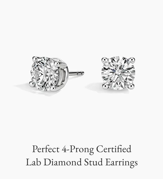 Perfect 4-Prong Certified Lab Diamond Stud Earrings
