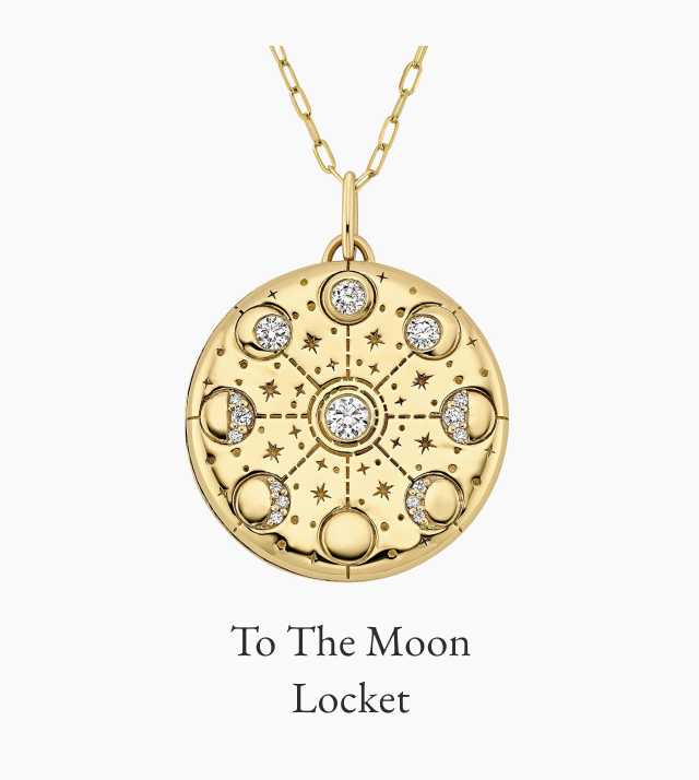 Engravable To the Moon Diamond Locket