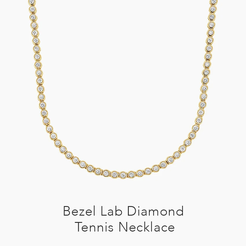 Bezel Lab Diamond Tennis Necklace