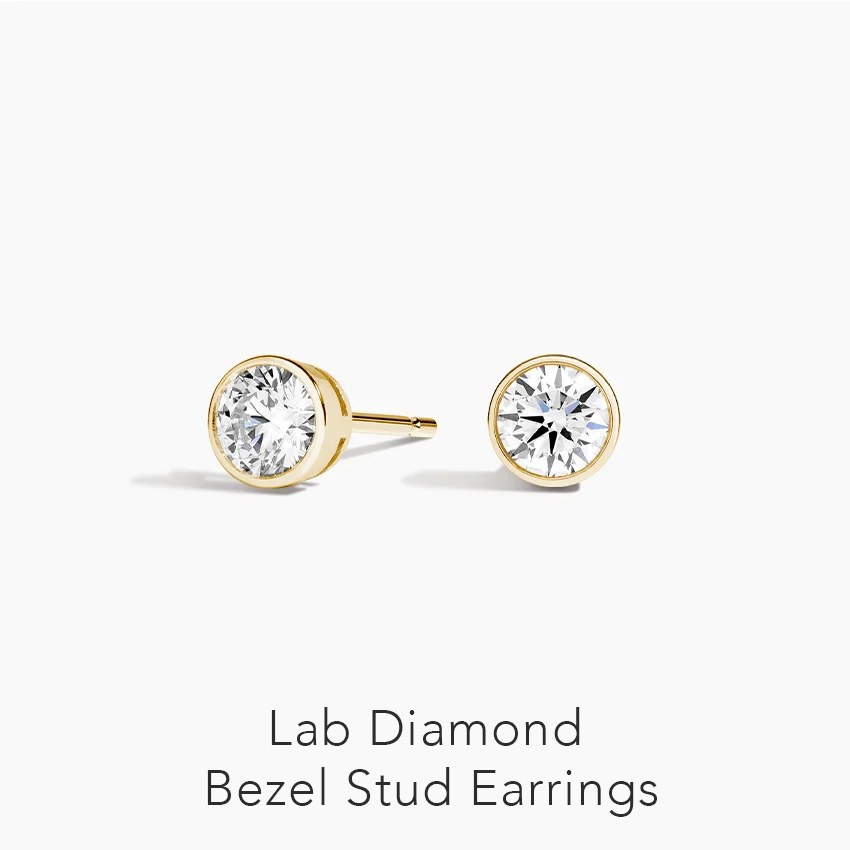 Lab Diamond Bezel Stud Earrings