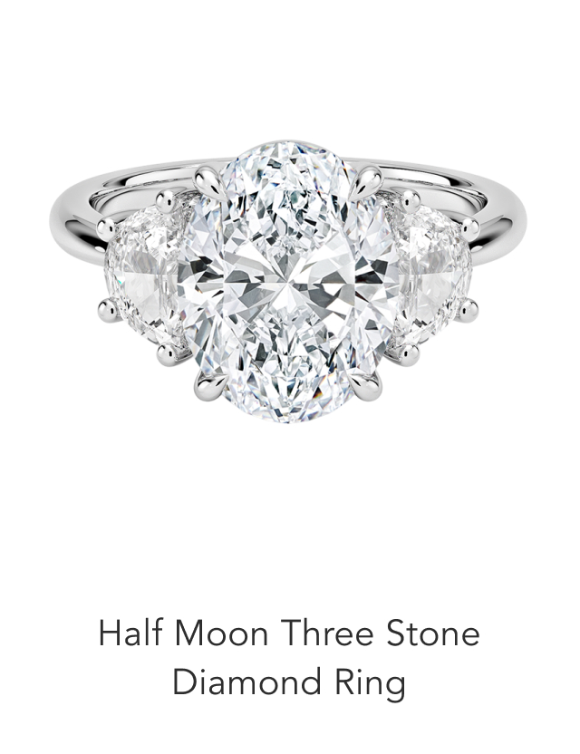 Half Moon Three Stone Diamond Ring