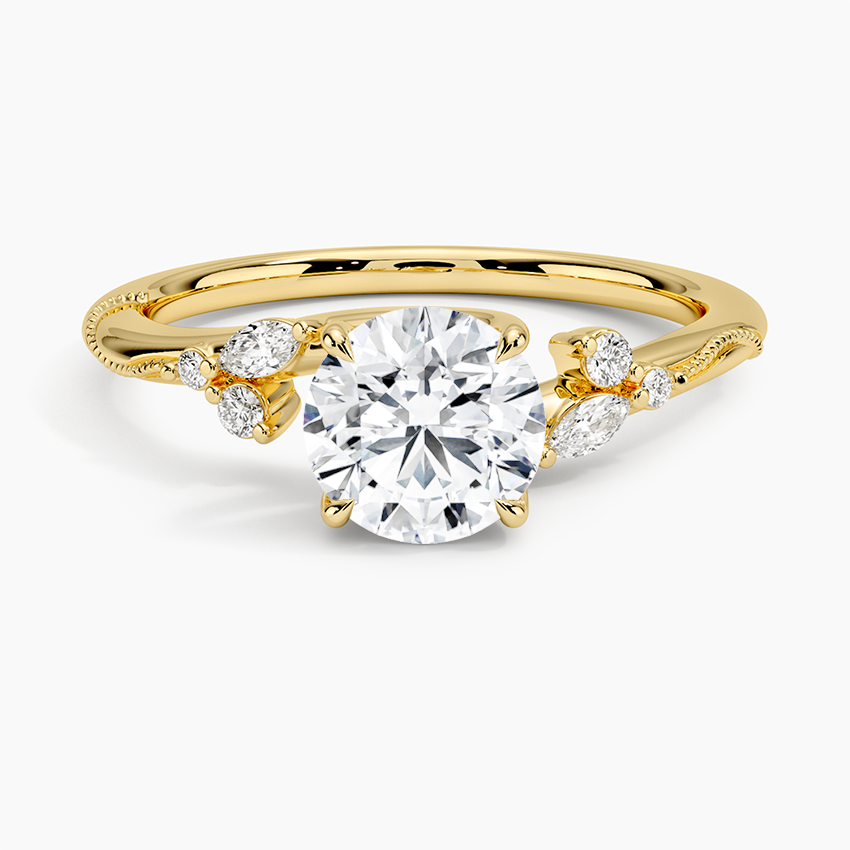 Camellia Milgrain Diamond Ring