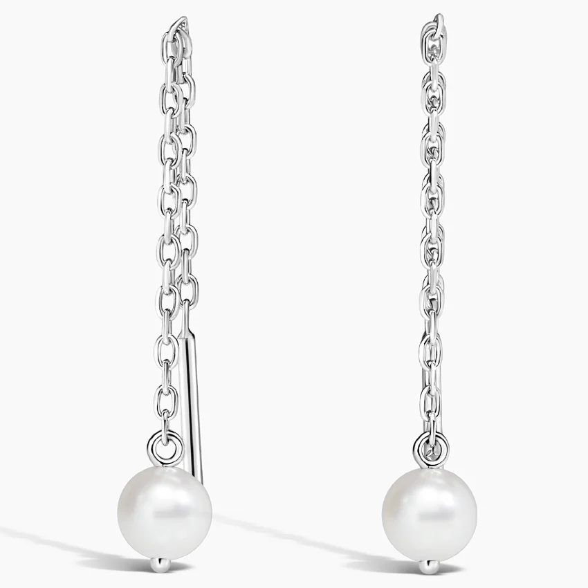 Cultured Pearl Chain Threader Earrings