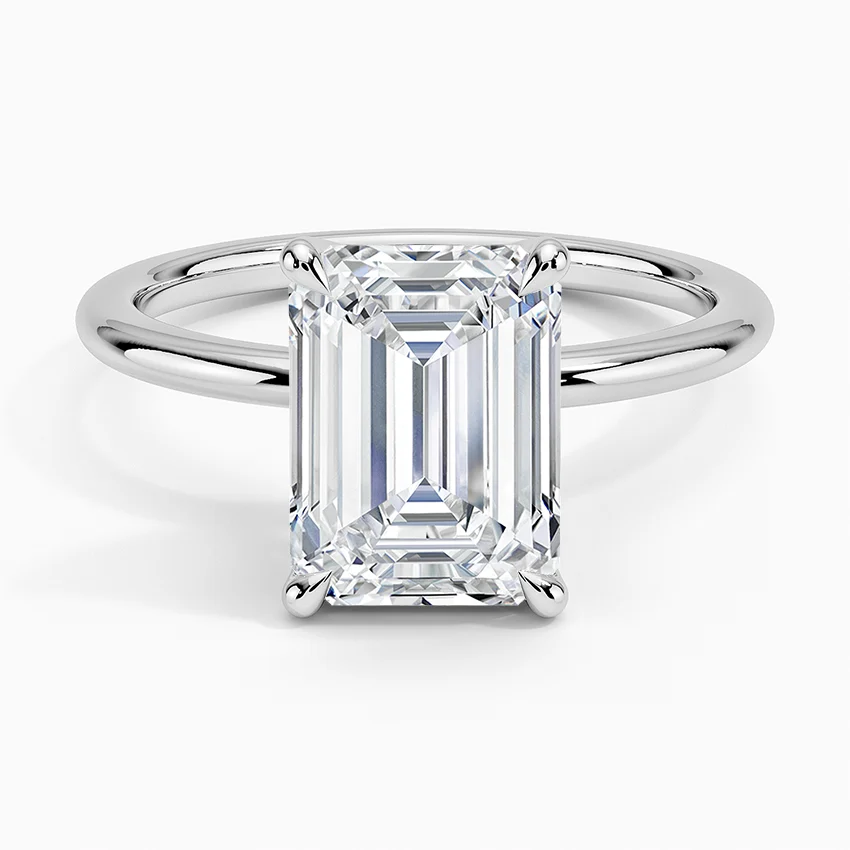 Petite Elodie Solitaire Ring with 2.5ct Emerald Lab Diamond