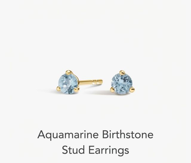 Aquamarine Birthstone Stud Earrings
