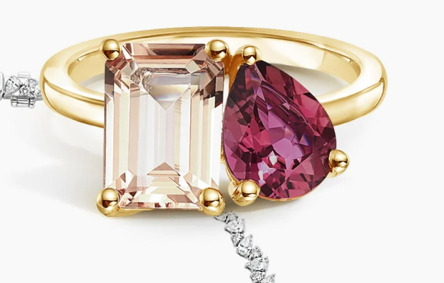 Toi et Moi Morganite and Pink Tourmaline Cocktail Ring