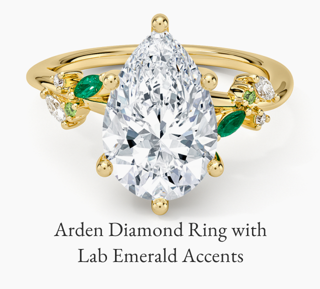 Arden Diamond Engagement Ring with Lab Emerald Accents